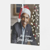 Ornement En Verre Barack Obama à Noël à Santa Hat (Avant gauche)