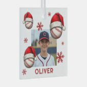 Ornement En Verre Baseball Ball Santa Hat Name Photo Christmas (Avant droite)