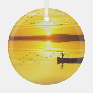Ornement En Verre Bateau traditionnel de pêcheurs Sunrise