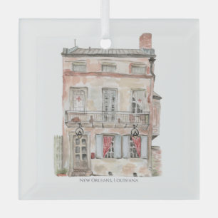 Ornement En Verre Bâtiment Historique Nouvelle-Orléans Aquarelle