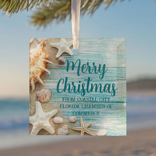 Ornement En Verre Beach Busines Seashells Custom Christmas Gift