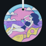 Ornement En Verre Beach Sunbathing Girl Cocktail Illustration.<br><div class="desc">Les filles bronzent sur la plage avec un cocktail à la main Joignez-vous au plaisir comme une fille sans souci bronzage sur la plage avec un délicieux cocktail à la main. Imaginez-vous sur la plage, cocktail à la main, trempant le soleil. illustration, femme, décor, gens, plage, été, voyage, mode, dessiné...</div>