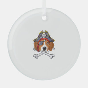 Ornement En Verre Beagle Costume de pirate Jolly roger Drapeau Croix