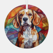 Ornement En Verre Beagle Mosaic Hound Chien Tiré (Verso)