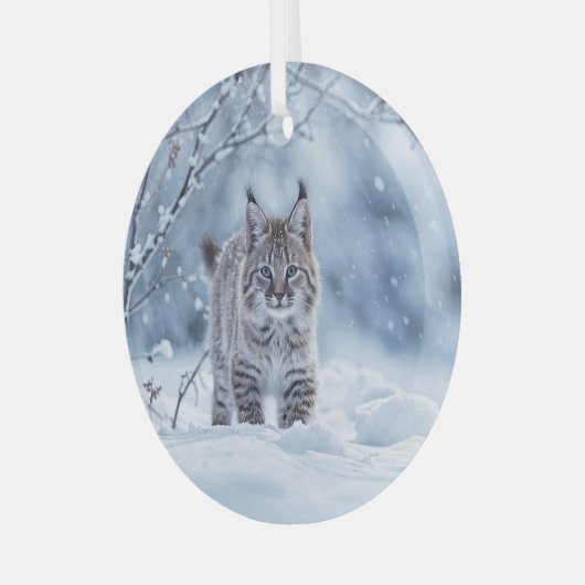 Ornement En Verre Beautiful Bobcat Wilderness Christmas (Avant gauche)