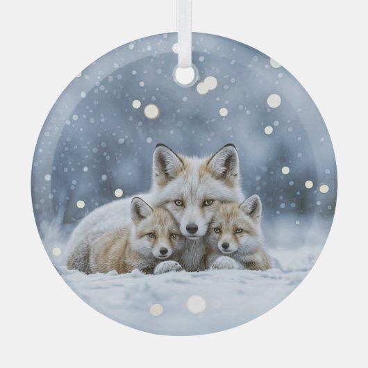 Ornement En Verre Beautiful Foxes in Snow Christmas (Recto)