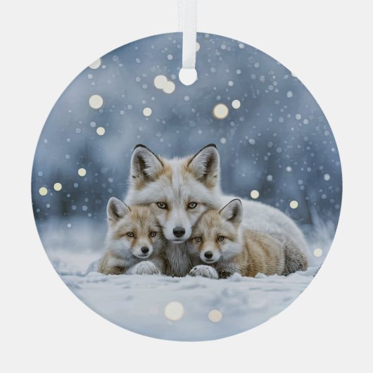 Ornement En Verre Beautiful Foxes in Snow Christmas (Verso)
