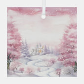 Ornement En Verre Beaux paysages roses de Noël (Verso)