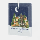 Ornement En Verre Bébé Première Forêt de Noël Animaux Bleu (Avant gauche)