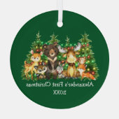 Ornement En Verre Bébé Première forêt de Noël Animaux Lumières Vert (Verso)