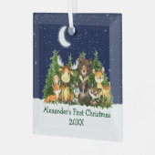 Ornement En Verre Bébé Première forêt de Noël Animaux verts (Avant gauche)
