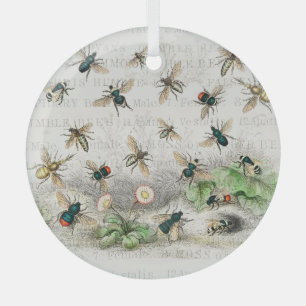Ornement En Verre Bee Honey Travailleur Queen Bees Antique