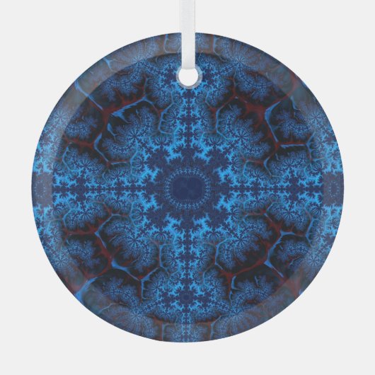 Ornement En Verre Belle fractale abstraite bleue dentelleuse attrape (Recto)