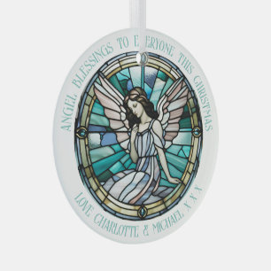 Ornement En Verre Bénédiction Ange Turquoise Et Aqua Tiré