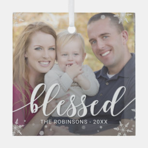 Ornement En Verre Bénédictions d'hiver Photo personnalisée Orneme