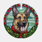 Ornement En Verre Berger allemand en verre tendu Noël (Verso)