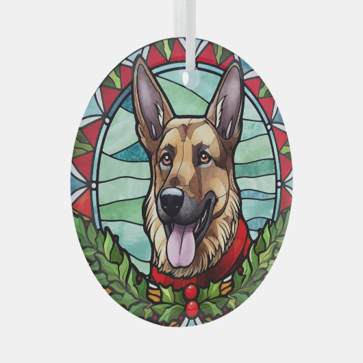 Ornement En Verre Berger allemand en verre tendu Noël (Avant droite)