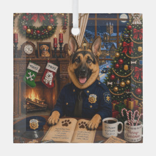 Ornement En Verre Berger Allemand Police Vacances