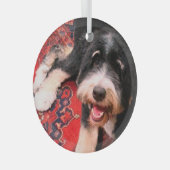 Ornement En Verre BerneDoodle relaxant sur tapis (Avant droite)