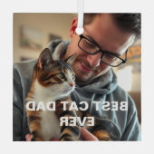 Ornement En Verre Best Cat Dad Ever – Modern Custom Photo Design (Verso)