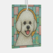 Ornement En Verre Bichon Frise Chien "Verre Tiré" (Avant droite)