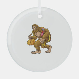 Ornement En Verre Bigfoot Thanksgiving vole Turquie & Citrouille Cac