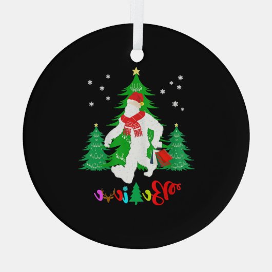 Ornement En Verre Bigfoot Yeti Sasquatch Noël Croire Noël (Verso)