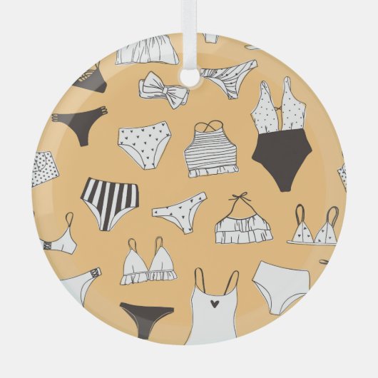 Ornement En Verre Bikini tropical : Motif d'été à main (Recto)