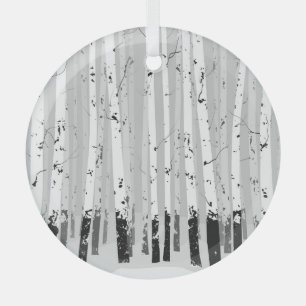 Ornement En Verre Birch Trees Vintage Arrière - plan horizontal