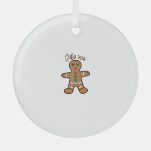 Ornement En Verre Bite Me Gingerbread Funny Cookie Christmas Thanksg