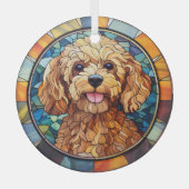 Ornement En Verre Bleu Apricot Poodé chien d'Apricot (Recto)
