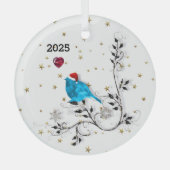 Ornement en verre bleu et en verre du coeur (Recto)