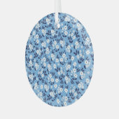 Ornement En Verre Bleu, Fleurs blanches : Vintage (Avant gauche)