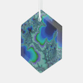 Ornement En Verre Bleu Lagon Fractal Abstrait Suncatcher (Avant gauche)