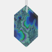 Ornement En Verre Bleu Lagon Fractal Abstrait Suncatcher (Avant droite)