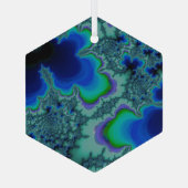 Ornement En Verre Bleu Lagon Fractal Abstrait Suncatcher (Verso)