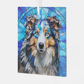 Ornement En Verre Bleu Merle Collie Chien "Verre Tiré" (Avant gauche)