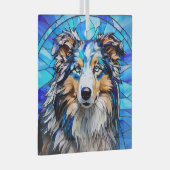 Ornement En Verre Bleu Merle Collie Chien "Verre Tiré" (Avant droite)