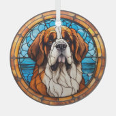 Ornement En Verre Bleu Or Saint Bernard Doigt Tiré (Recto)