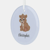 Ornement En Verre Bleu ours brun mignon (Avant gauche)