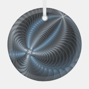 Ornement En Verre Bleu plastique gris art fractal 3D abstrait modern