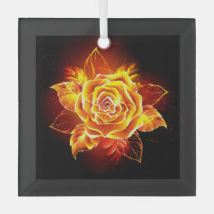 Ornement En Verre Blooming Fire Rose