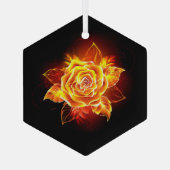 Ornement En Verre Blooming Fire Rose (Verso)