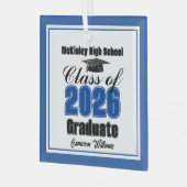 Ornement En Verre Blue Class of 2026 Graduation Custom Christmas (Avant gauche)