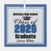 Ornement En Verre Blue Class of 2026 Graduation Custom Christmas (Recto)