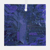 Ornement En Verre Blue Cyber Circuit Board Tech Art Electronique (Verso)