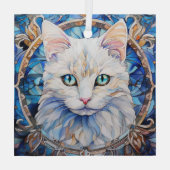 Ornement En Verre Blue Eye White Cat Stained (Verso)