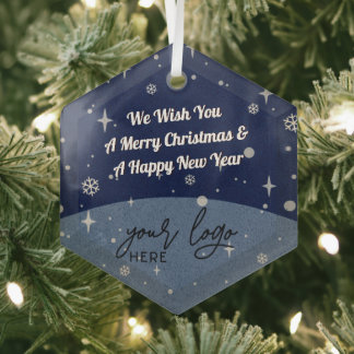 Ornement En Verre Blue Merry Christmas Business Logo Décor vintage