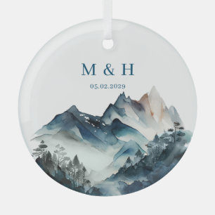 Ornement En Verre Blue Mountains Rustic Mariage