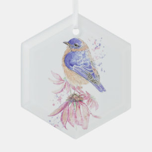 Ornement En Verre Bluebird Garden Bird Faune Nature Art